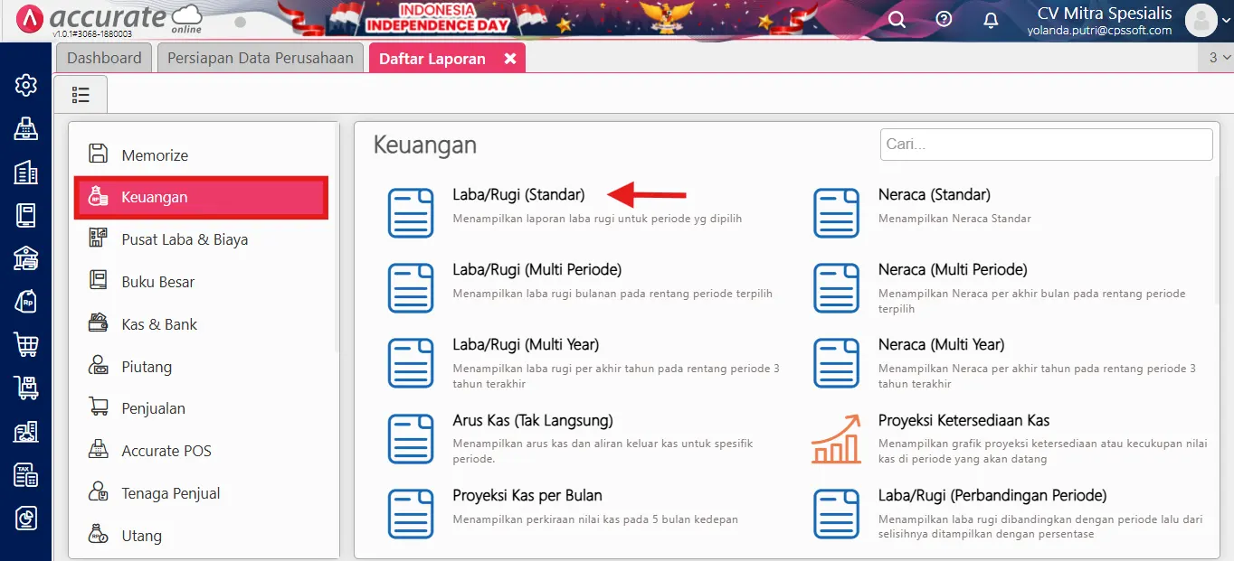 melihat laba setelah pajak di accurate online